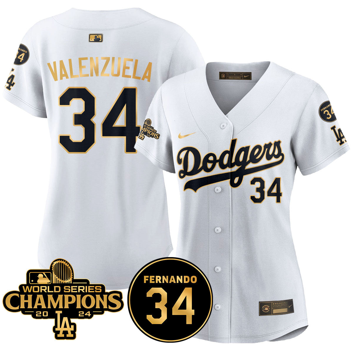 Women's LA Dodgers - World Series Champions 2024/Fernando Valenzuela Memorial Jersey - All Stitched N1