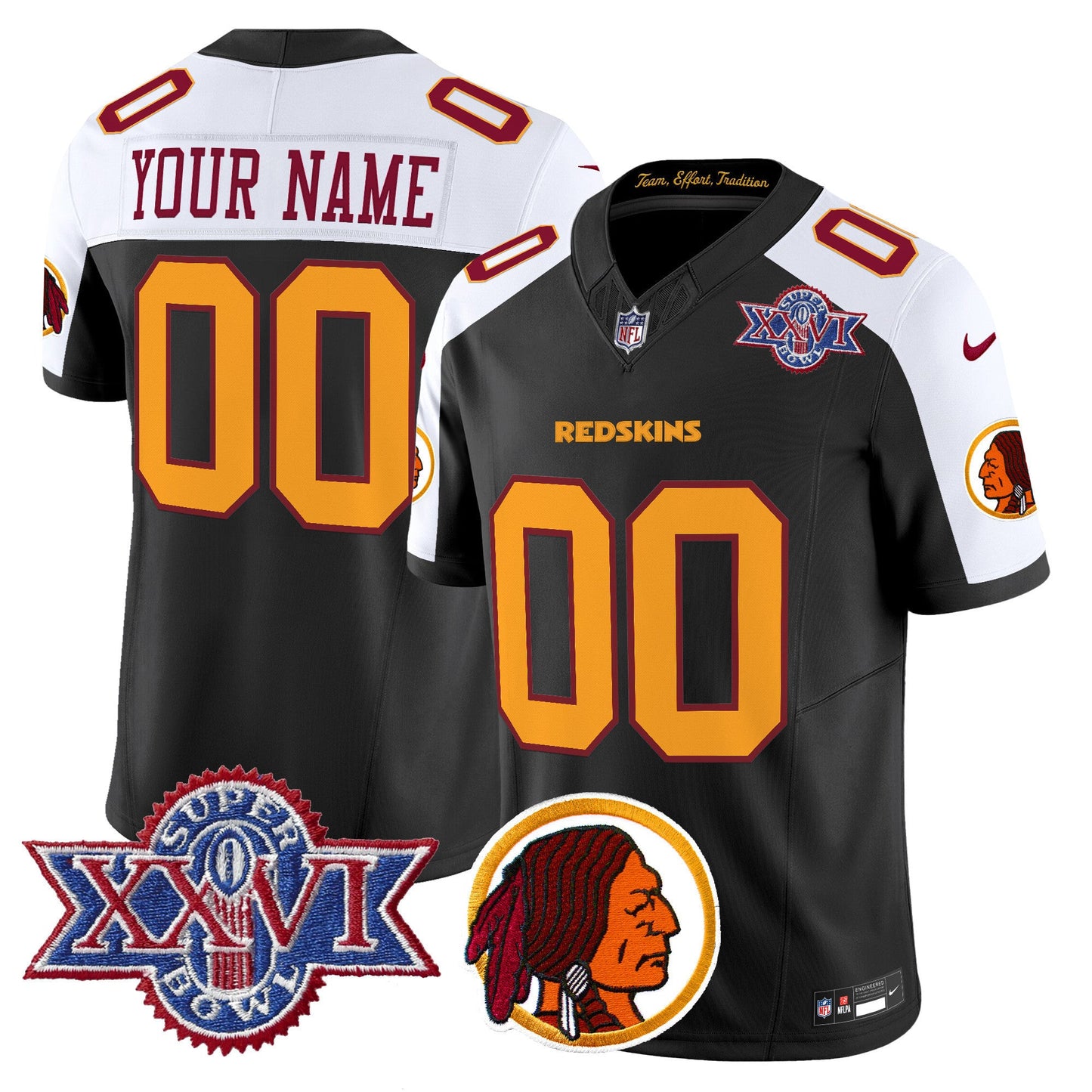 Washington Redskins Throwback 1992 Super Bowl XXVI Patch Vapor Limited Custom Jersey V2 - All Stitched