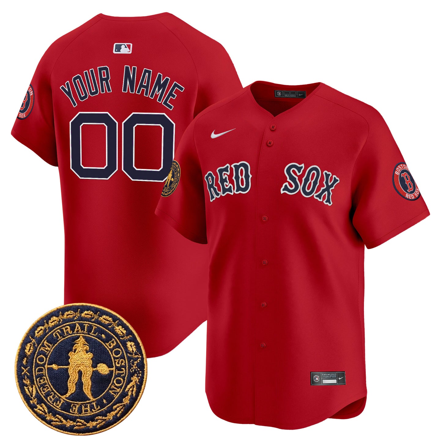 Boston Red Sox Freedom Trail Patch Vapor Premier Limited Custom Jersey - All Stitched