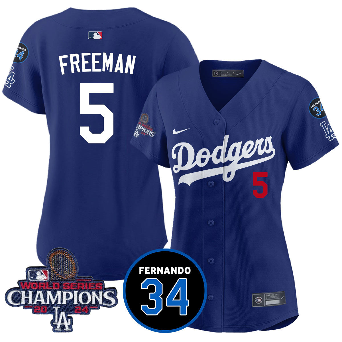 Women's LA Dodgers - World Series Champions 2024/Fernando Valenzuela Memorial Jersey - All Stitched N1