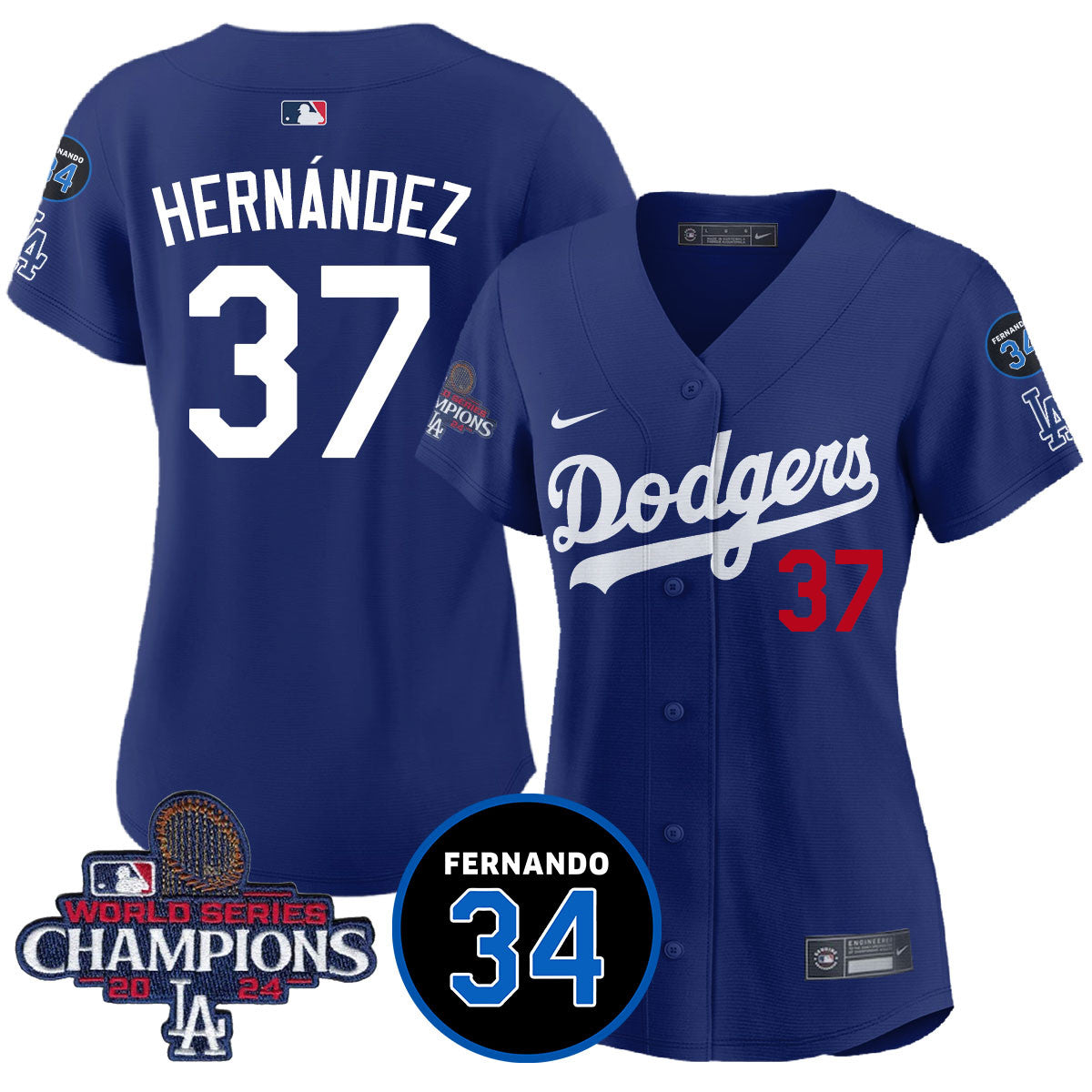 Women's LA Dodgers - World Series Champions 2024/Fernando Valenzuela Memorial Jersey - All Stitched N1
