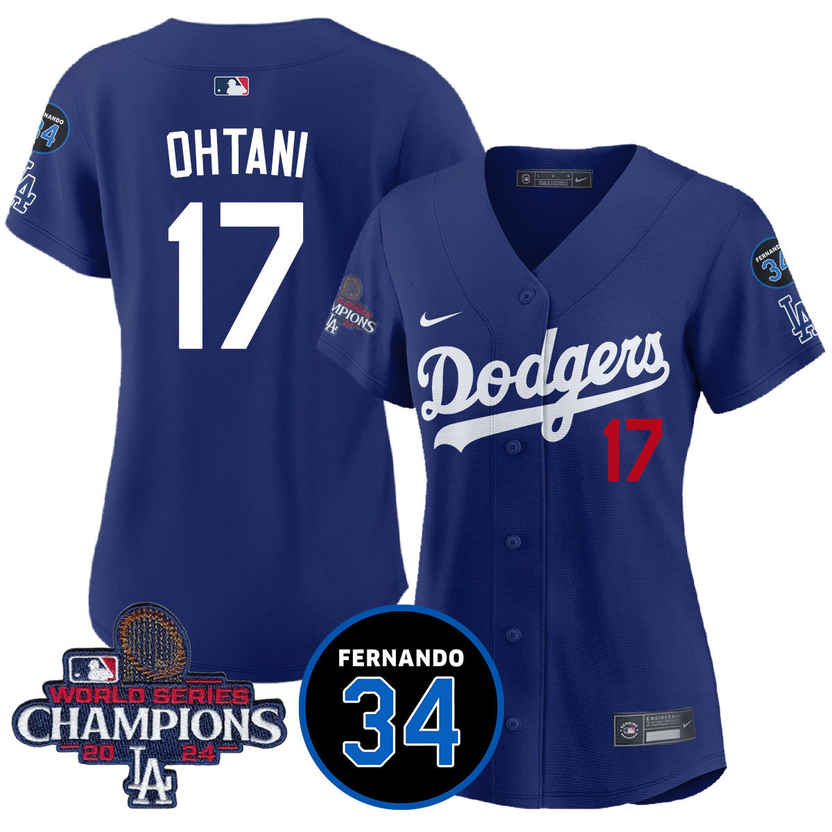 Women's LA Dodgers - World Series Champions 2024/Fernando Valenzuela Memorial Jersey - All Stitched N1