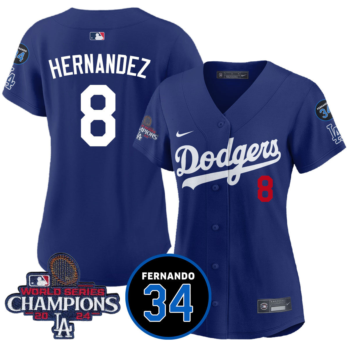 Women's LA Dodgers - World Series Champions 2024/Fernando Valenzuela Memorial Jersey - All Stitched N1