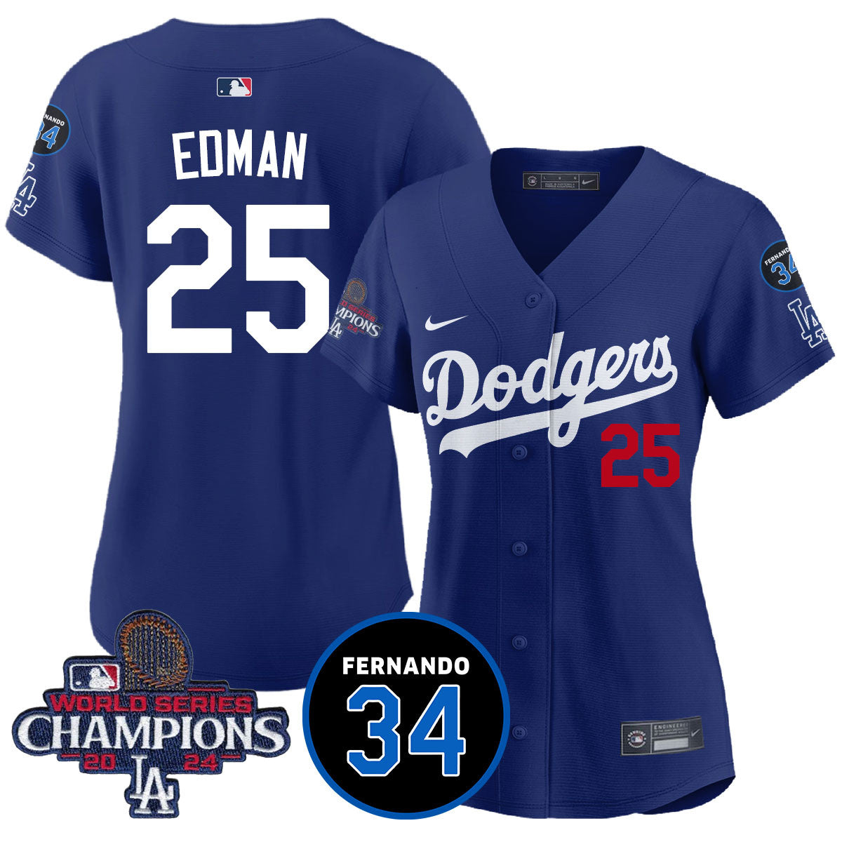 Women's LA Dodgers - World Series Champions 2024/Fernando Valenzuela Memorial Jersey - All Stitched N1