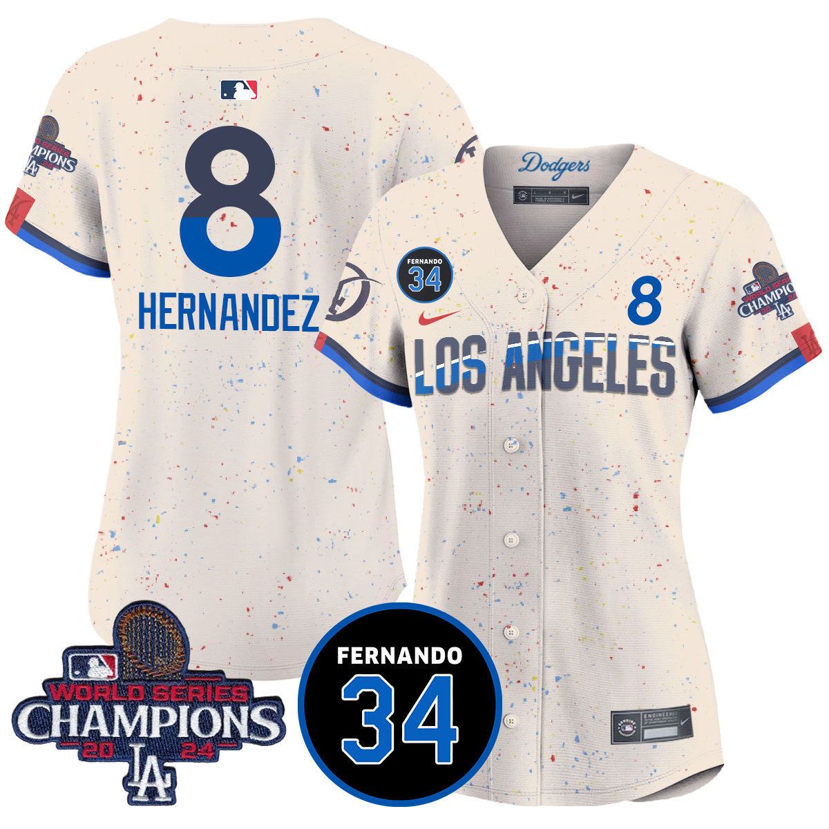 Women's LA Dodgers - World Series Champions 2024/Fernando Valenzuela Memorial Jersey - All Stitched N1