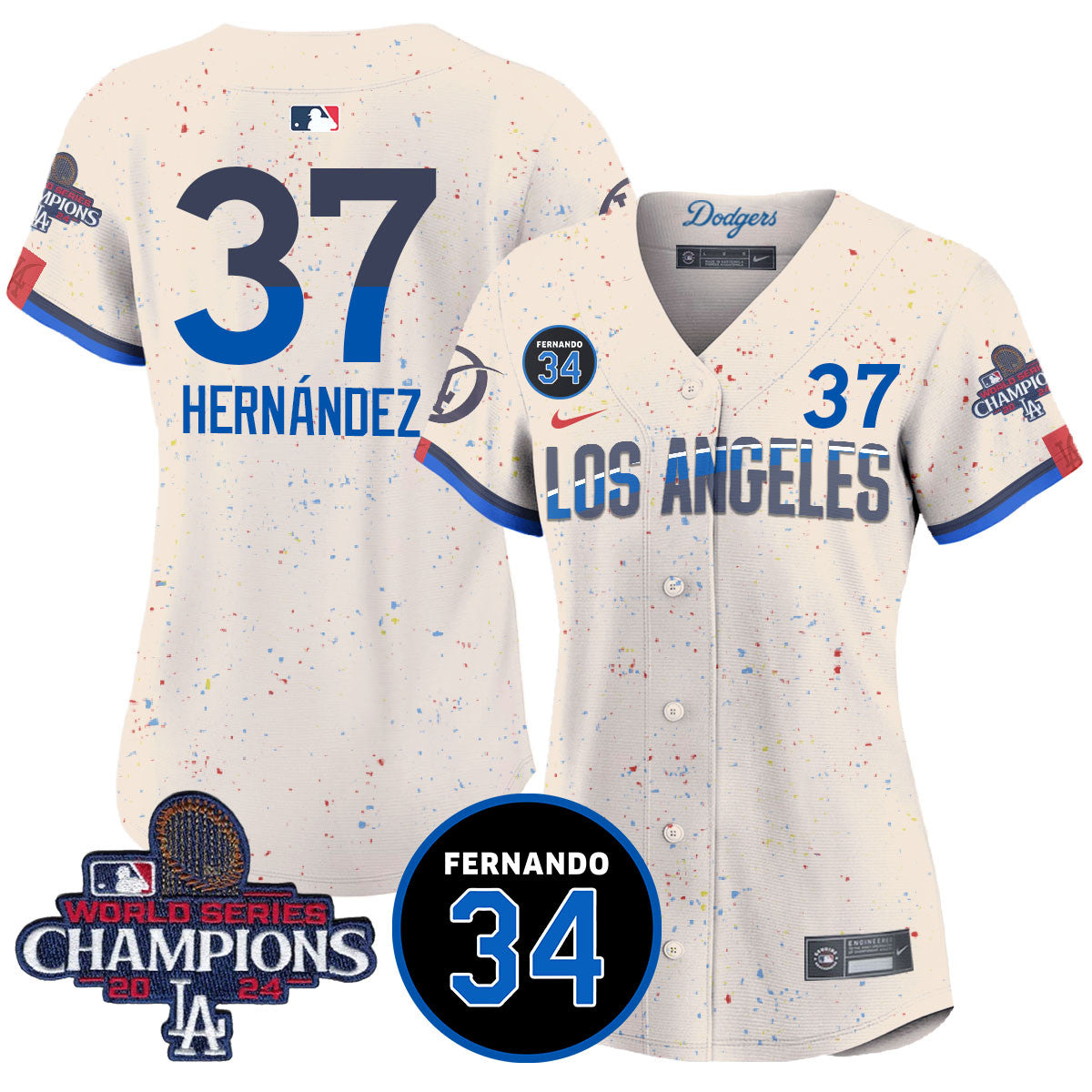 Women's LA Dodgers - World Series Champions 2024/Fernando Valenzuela Memorial Jersey - All Stitched N1