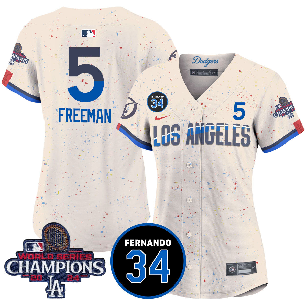 Women's LA Dodgers - World Series Champions 2024/Fernando Valenzuela Memorial Jersey - All Stitched N1