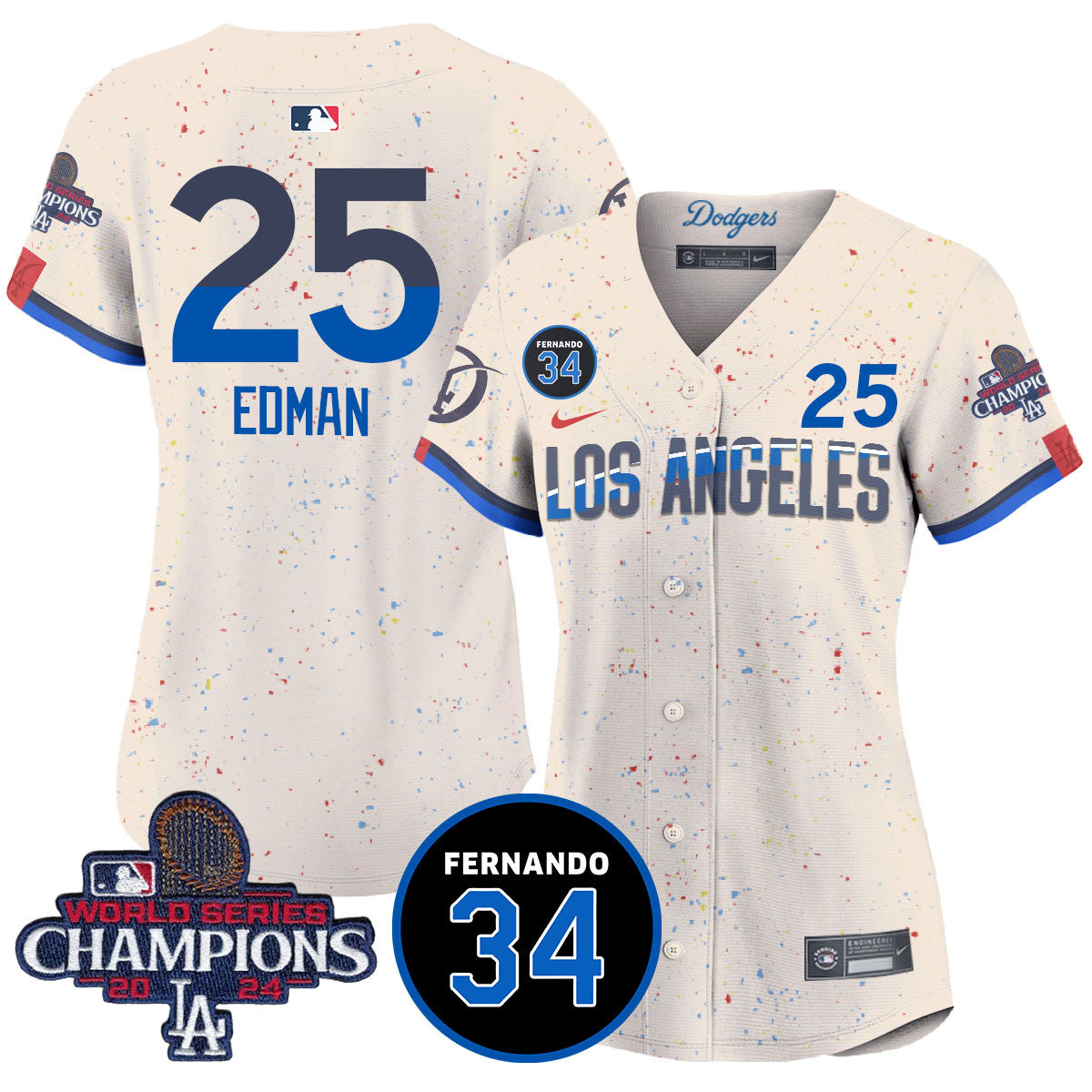 Women's LA Dodgers - World Series Champions 2024/Fernando Valenzuela Memorial Jersey - All Stitched N1