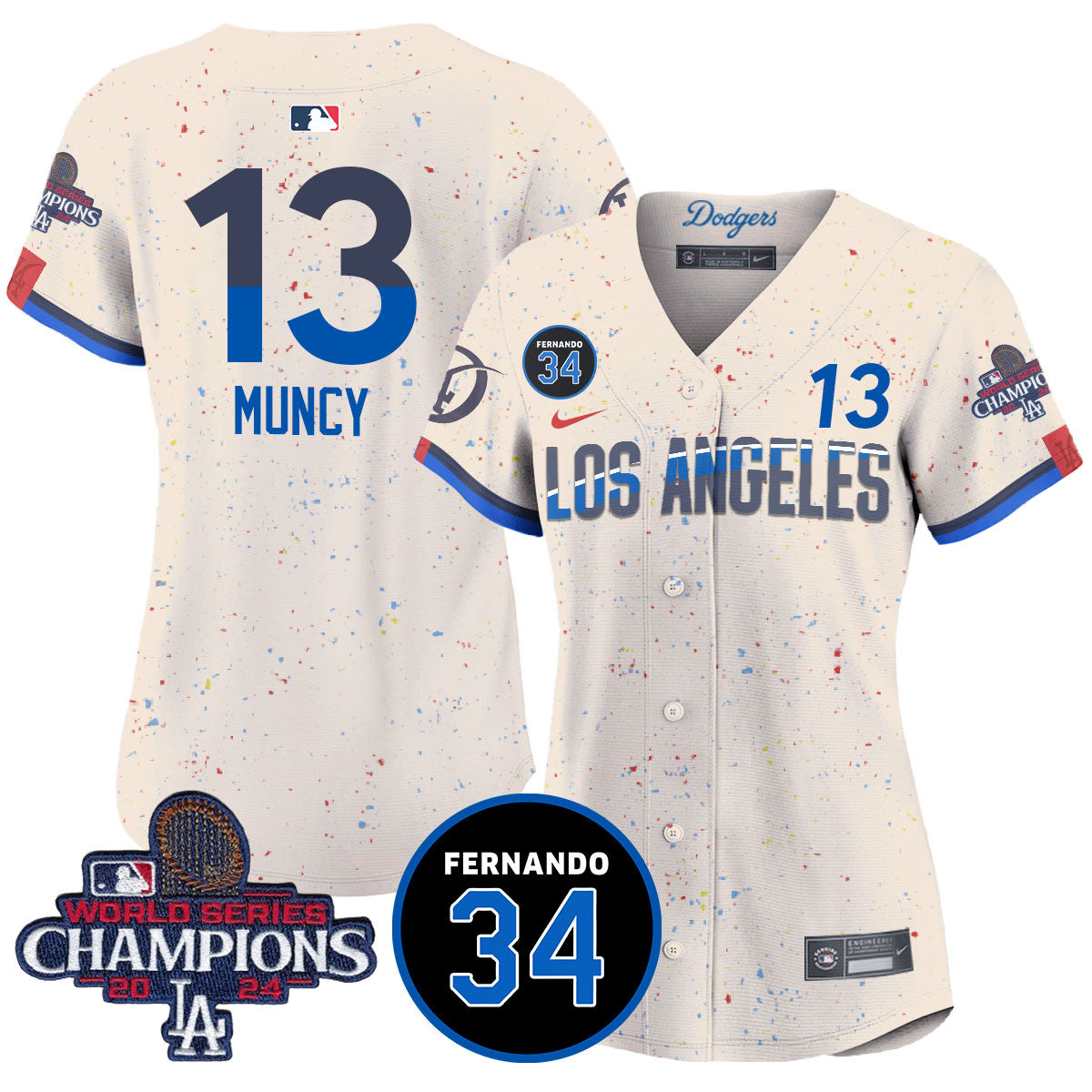 Women's LA Dodgers - World Series Champions 2024/Fernando Valenzuela Memorial Jersey - All Stitched N1