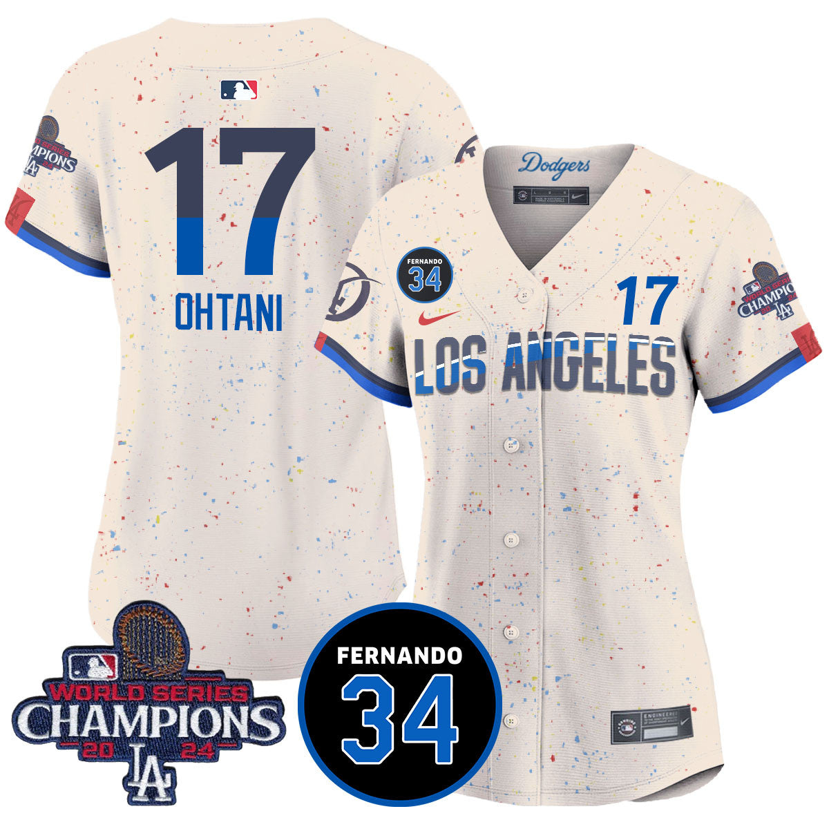 Women's LA Dodgers - World Series Champions 2024/Fernando Valenzuela Memorial Jersey - All Stitched N1
