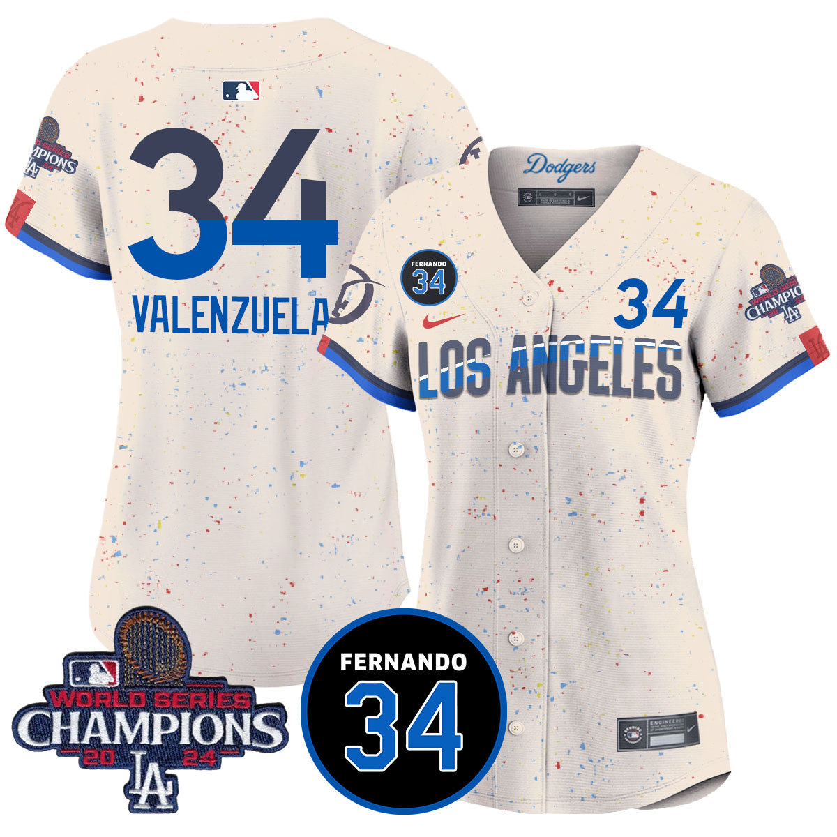 Women's LA Dodgers - World Series Champions 2024/Fernando Valenzuela Memorial Jersey - All Stitched N1