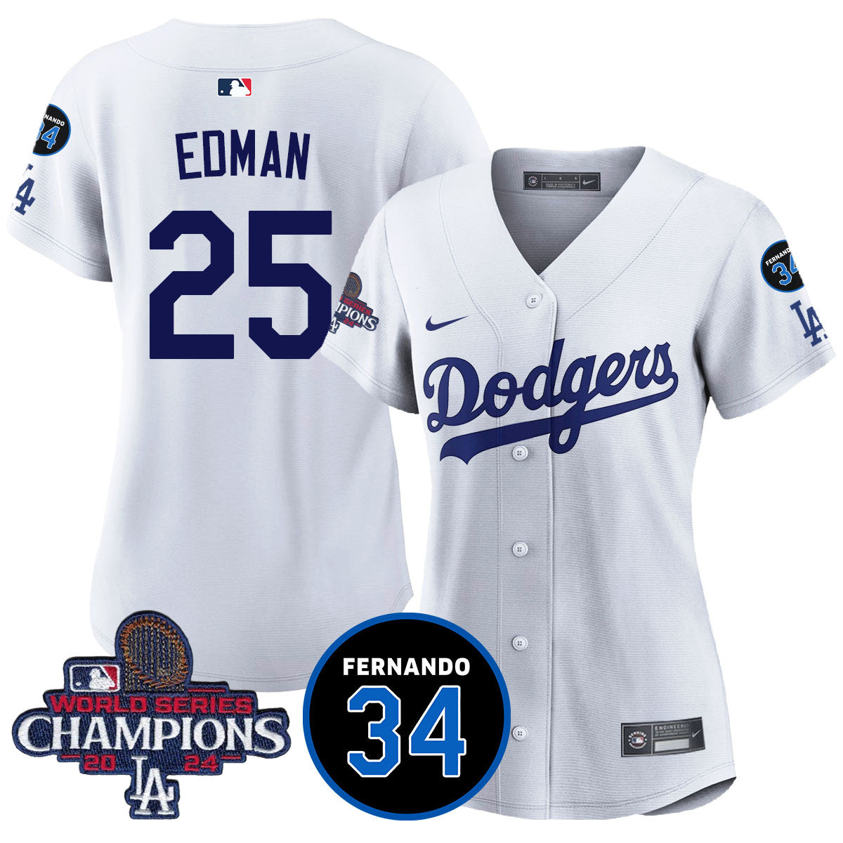 Women's LA Dodgers - World Series Champions 2024/Fernando Valenzuela Memorial Jersey - All Stitched N1
