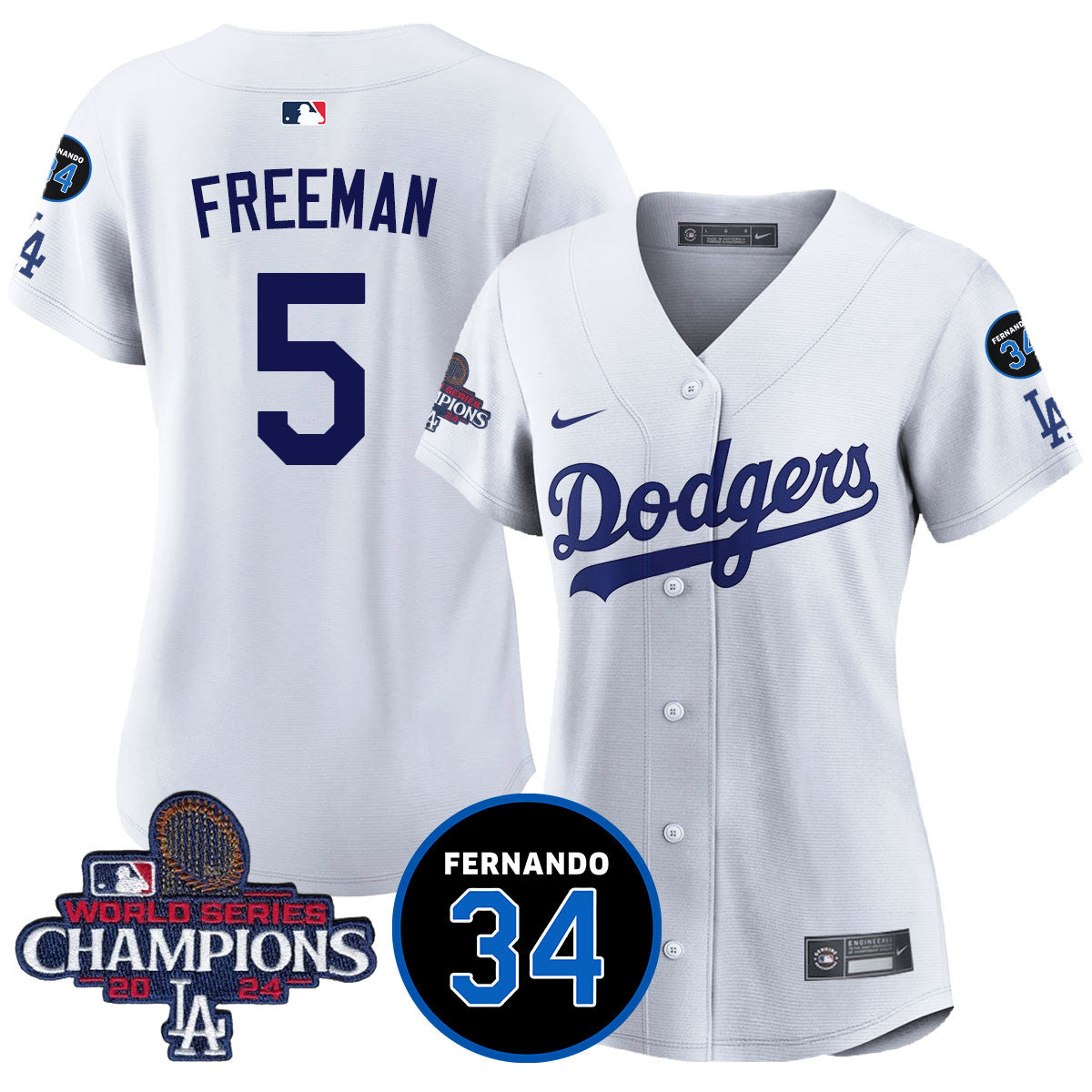 Women's LA Dodgers - World Series Champions 2024/Fernando Valenzuela Memorial Jersey - All Stitched N1