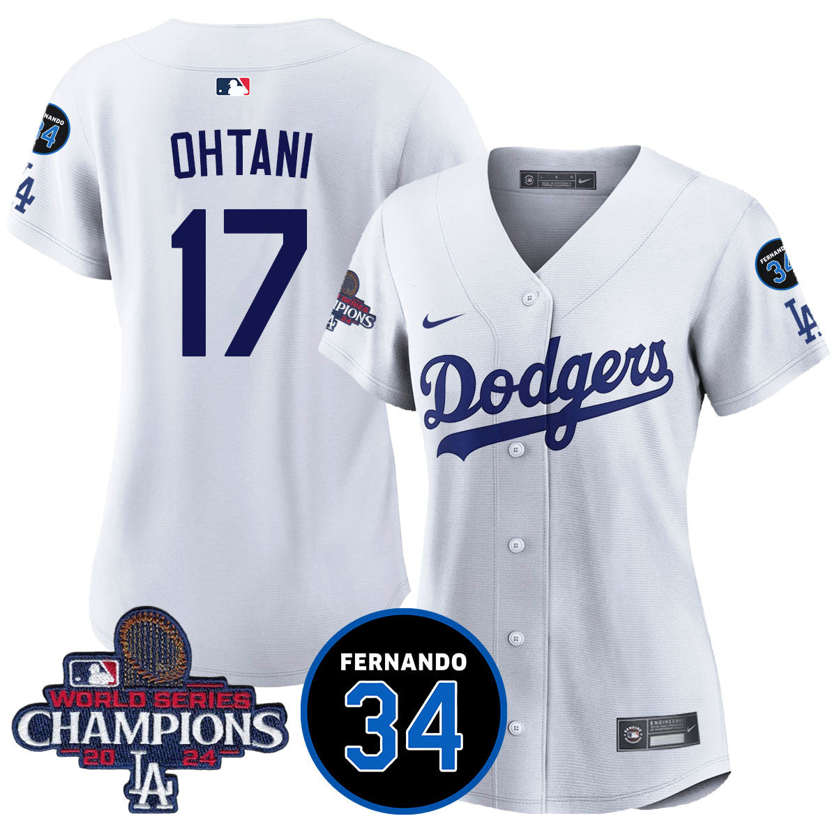 Women's LA Dodgers - World Series Champions 2024/Fernando Valenzuela Memorial Jersey - All Stitched N1