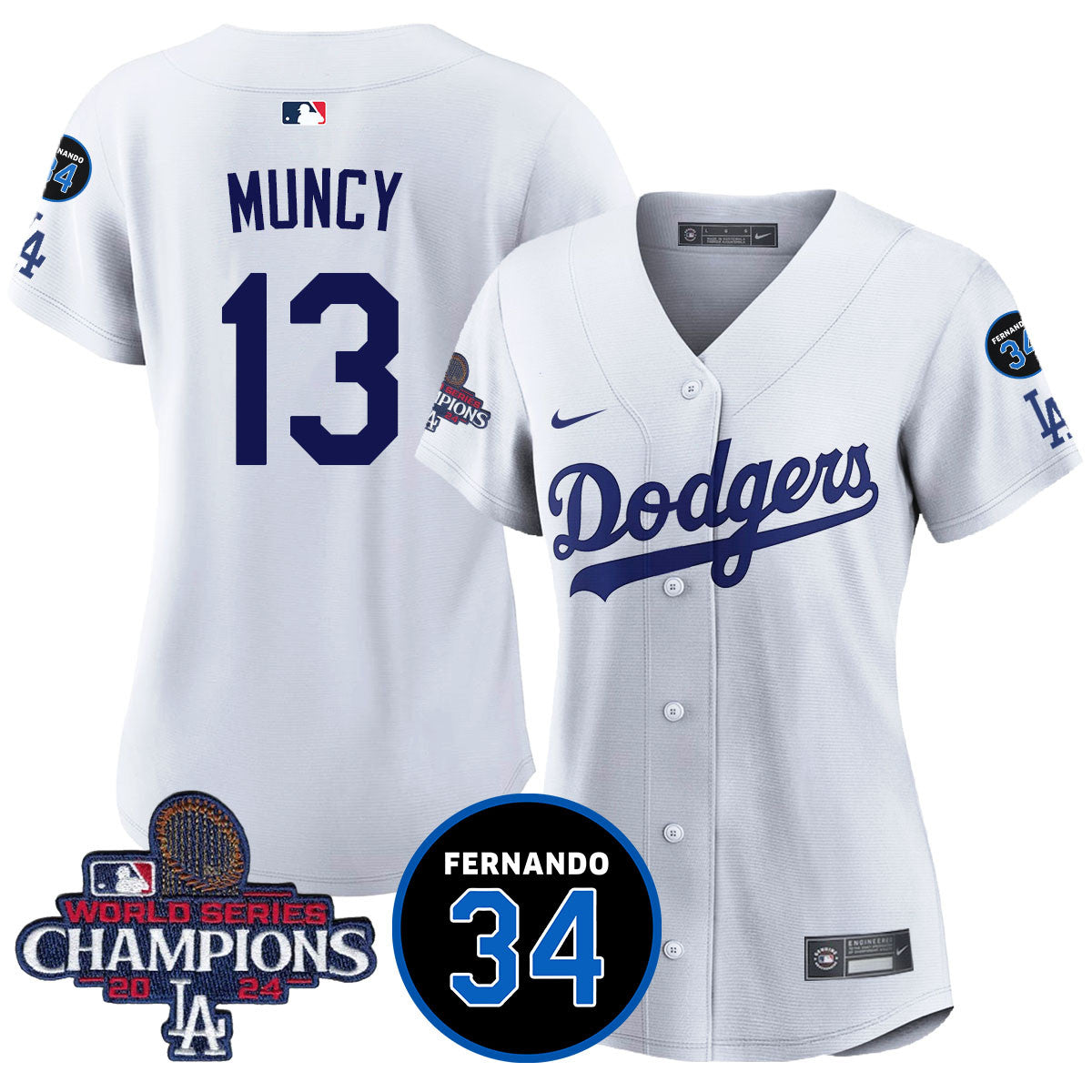 Women's LA Dodgers - World Series Champions 2024/Fernando Valenzuela Memorial Jersey - All Stitched N1
