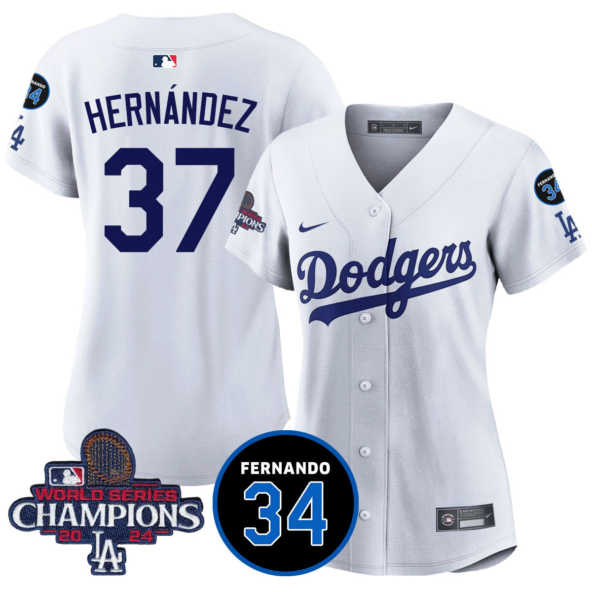 Women's LA Dodgers - World Series Champions 2024/Fernando Valenzuela Memorial Jersey - All Stitched N1