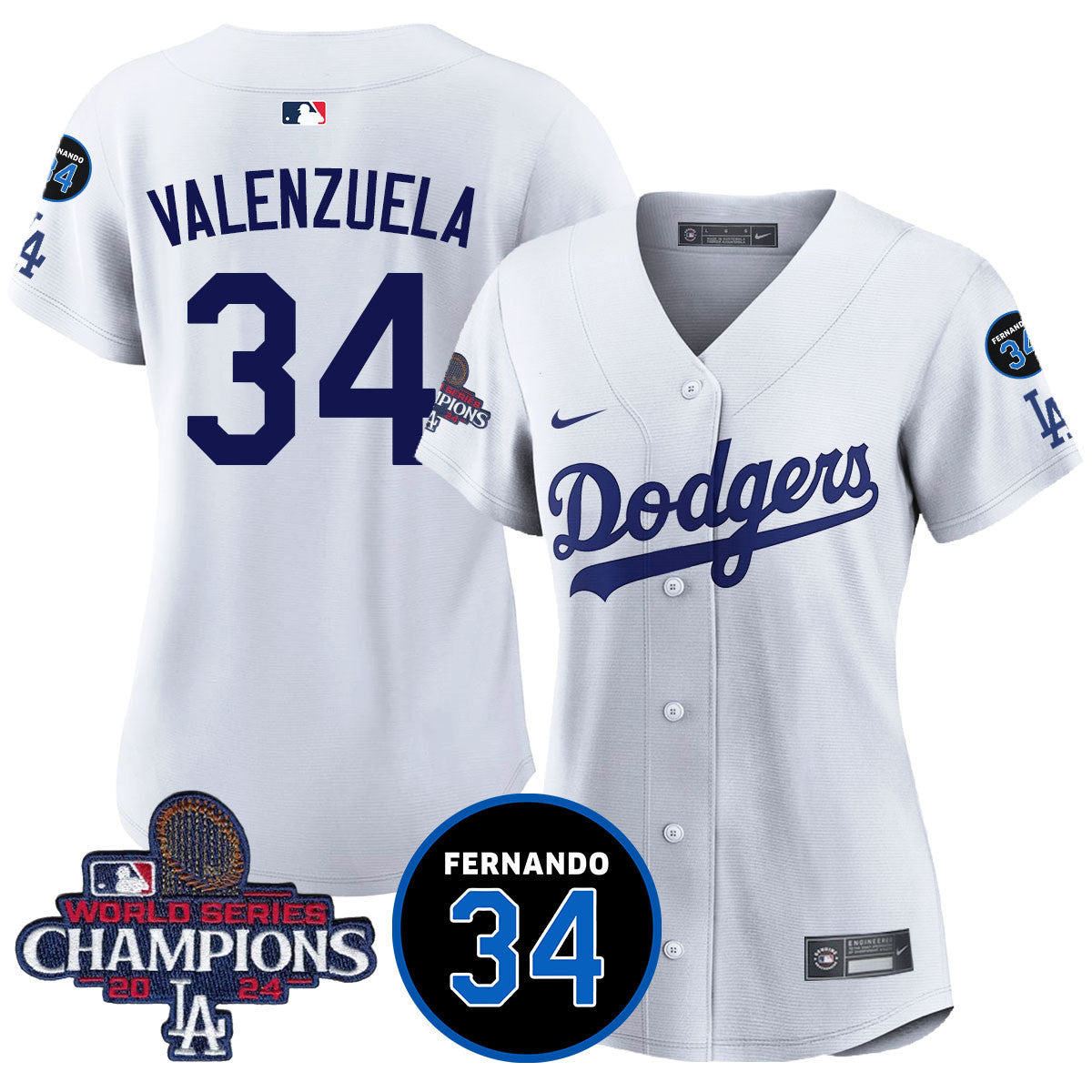 Women's LA Dodgers - World Series Champions 2024/Fernando Valenzuela Memorial Jersey - All Stitched N1