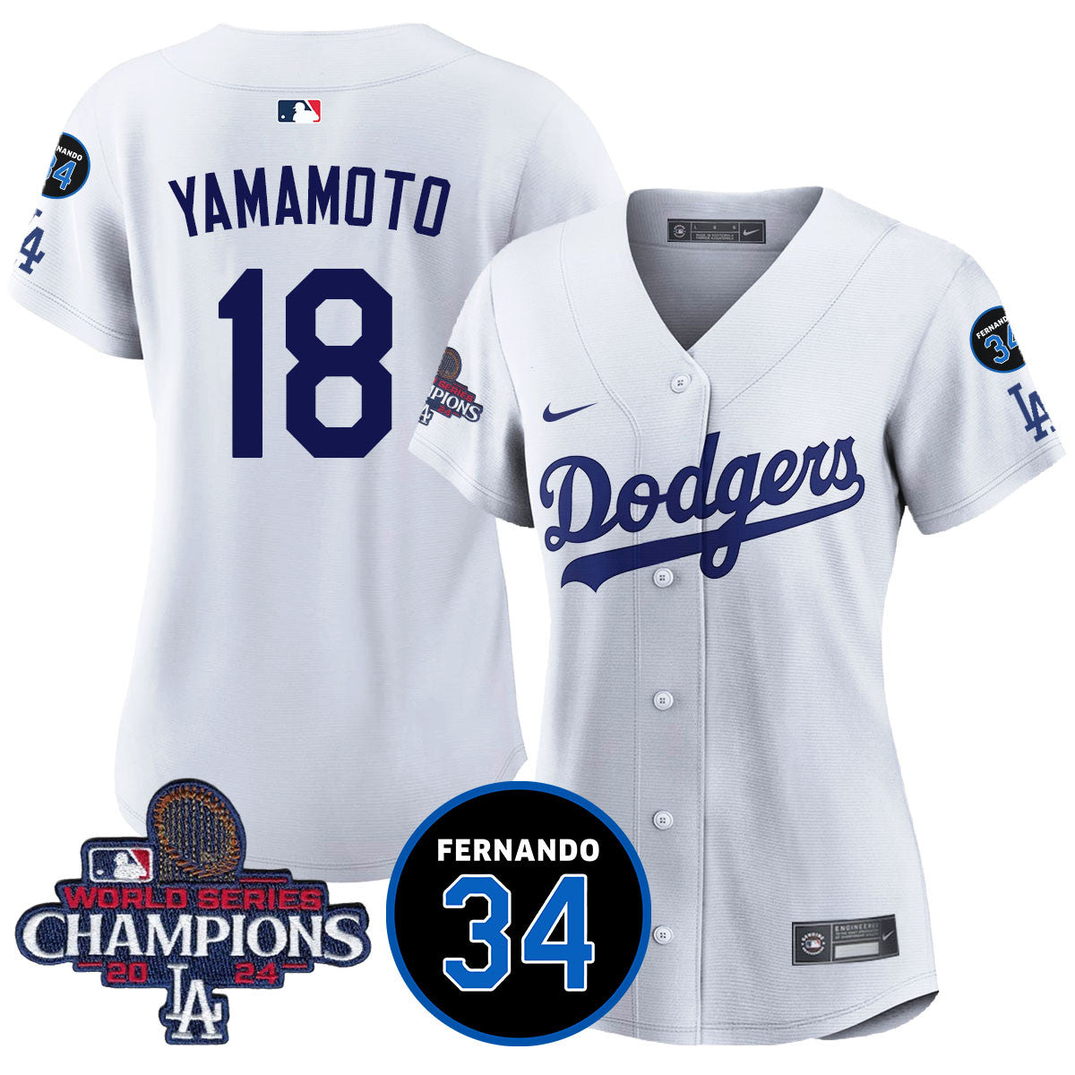 Women's LA Dodgers - World Series Champions 2024/Fernando Valenzuela Memorial Jersey - All Stitched N1