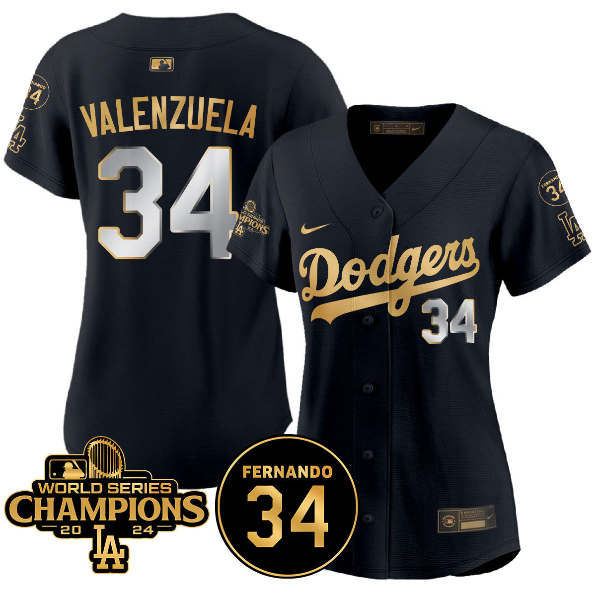 Women's LA Dodgers - World Series Champions 2024/Fernando Valenzuela Memorial Jersey - All Stitched N1