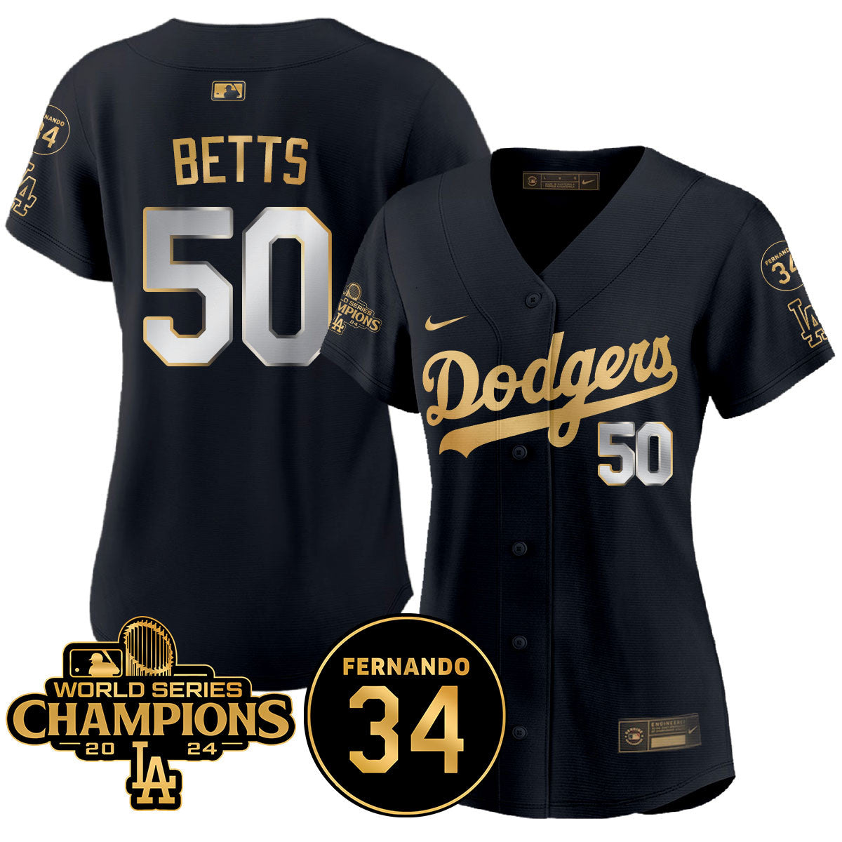 Women's LA Dodgers - World Series Champions 2024/Fernando Valenzuela Memorial Jersey - All Stitched N1