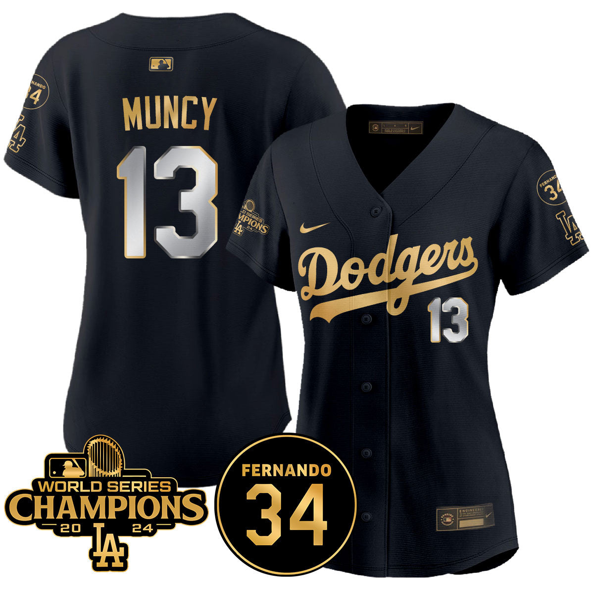 Women's LA Dodgers - World Series Champions 2024/Fernando Valenzuela Memorial Jersey - All Stitched N1