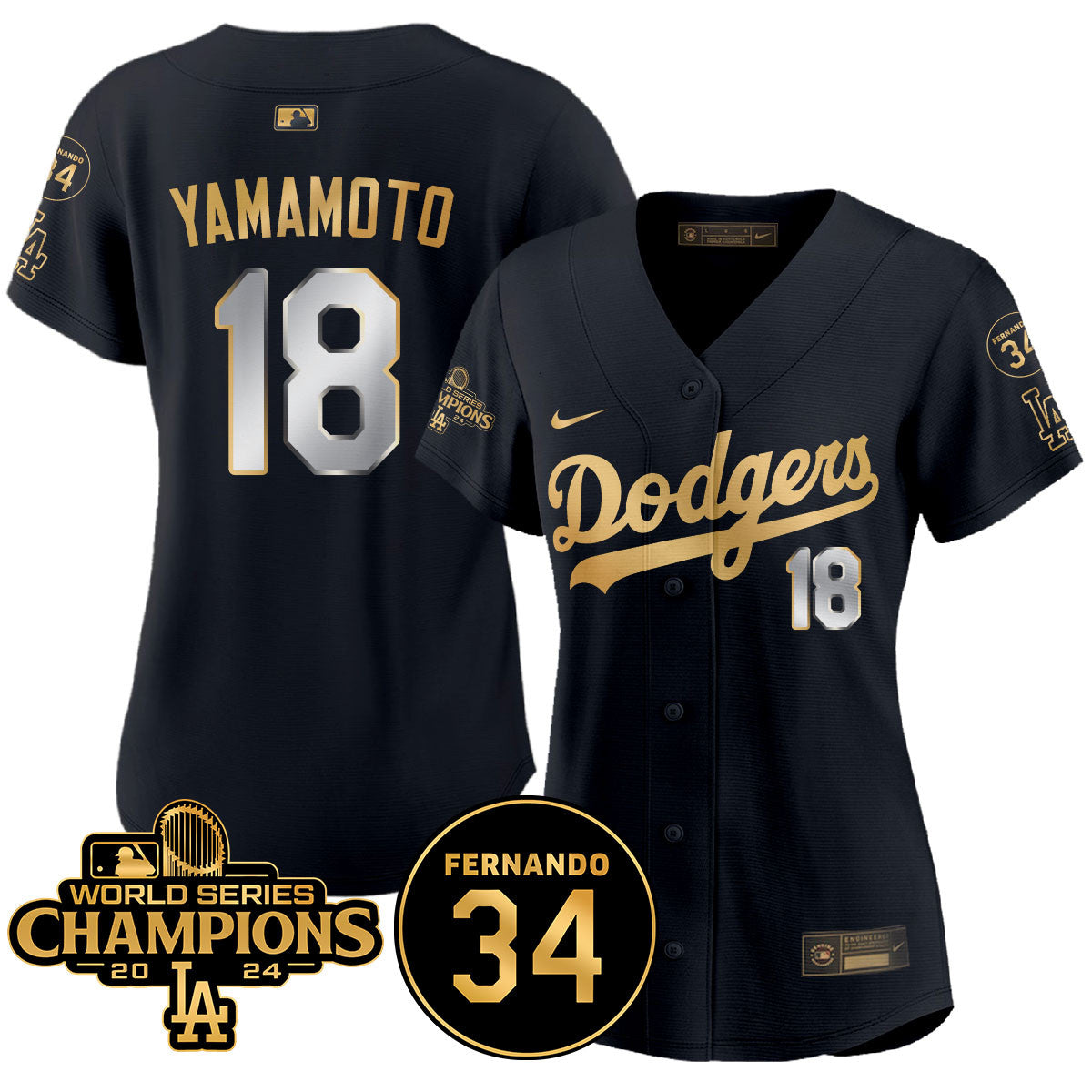 Women's LA Dodgers - World Series Champions 2024/Fernando Valenzuela Memorial Jersey - All Stitched N1