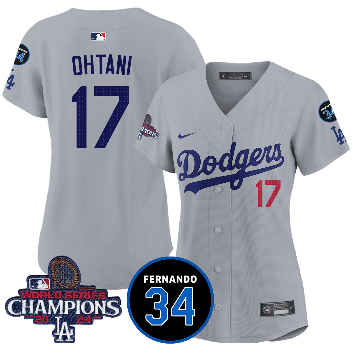 Women's LA Dodgers - World Series Champions 2024/Fernando Valenzuela Memorial Jersey - All Stitched N1