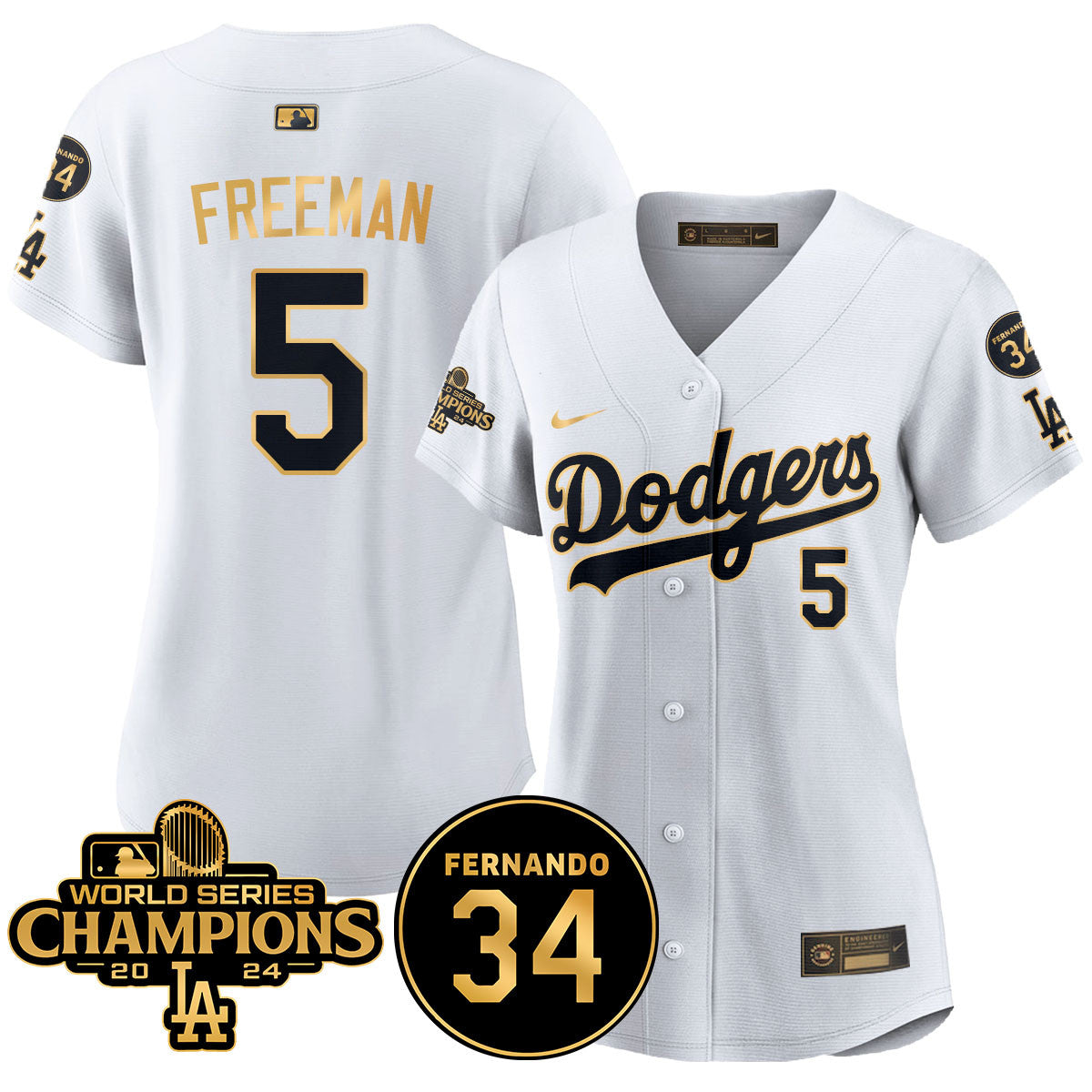 Women's LA Dodgers - World Series Champions 2024/Fernando Valenzuela Memorial Jersey - All Stitched N1