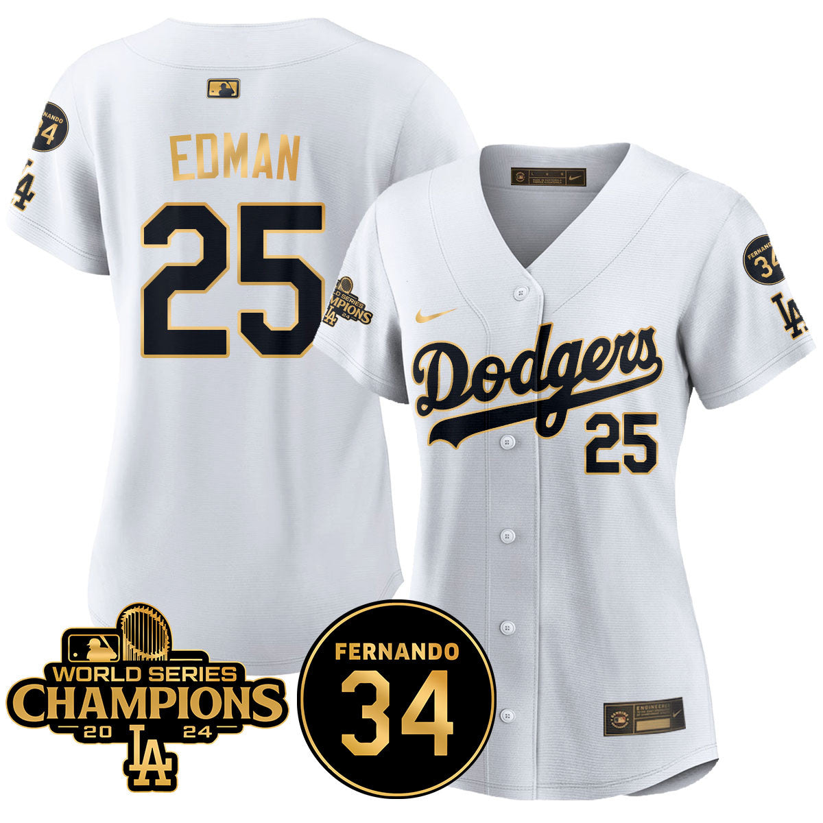 Women's LA Dodgers - World Series Champions 2024/Fernando Valenzuela Memorial Jersey - All Stitched N1