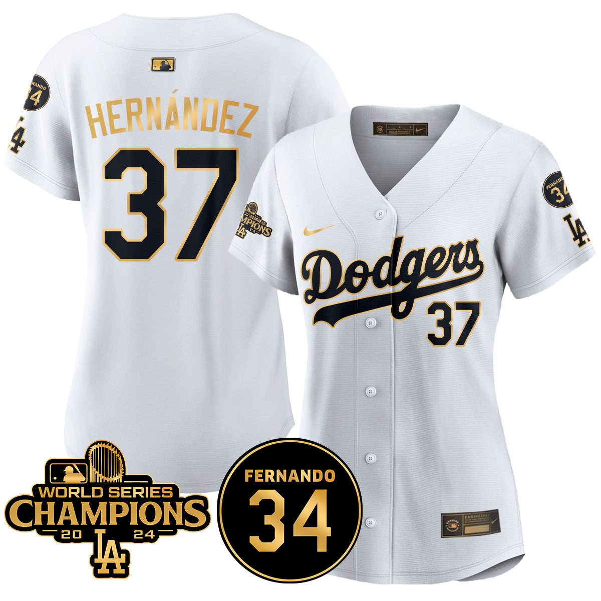 Women's LA Dodgers - World Series Champions 2024/Fernando Valenzuela Memorial Jersey - All Stitched N1
