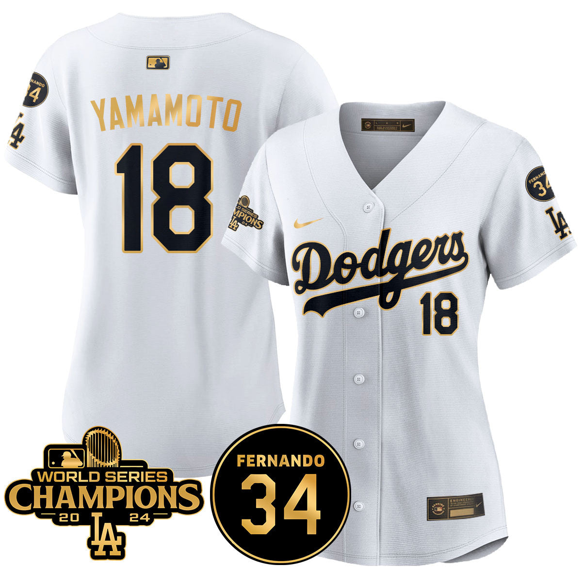 Women's LA Dodgers - World Series Champions 2024/Fernando Valenzuela Memorial Jersey - All Stitched N1
