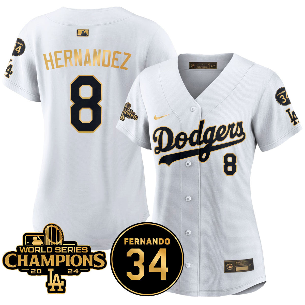 Women's LA Dodgers - World Series Champions 2024/Fernando Valenzuela Memorial Jersey - All Stitched N1