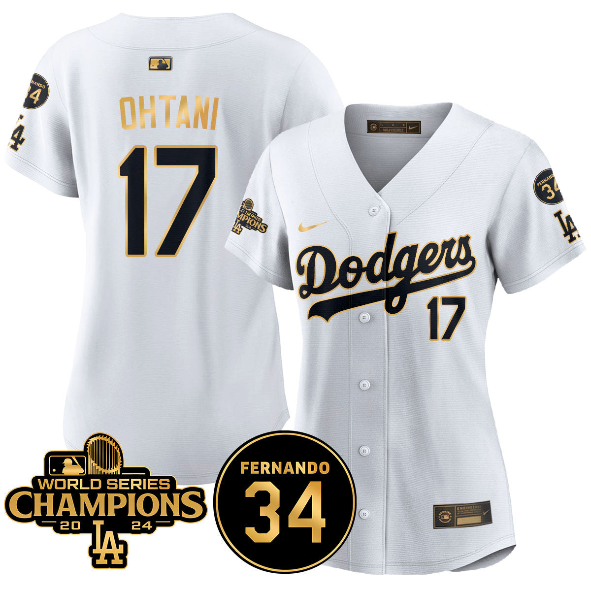 Women's LA Dodgers - World Series Champions 2024/Fernando Valenzuela Memorial Jersey - All Stitched N1