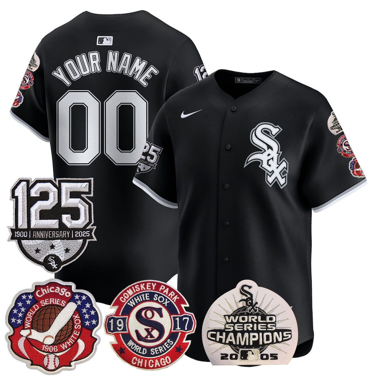 Custom Chicago White Sox 125th Anniversary - World Series Champions Jersey - All Stitched