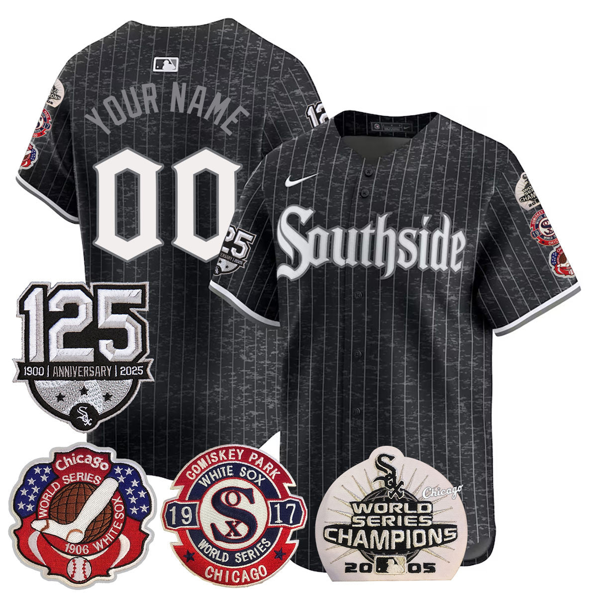 Custom Chicago White Sox 125th Anniversary - World Series Champions Jersey - All Stitched