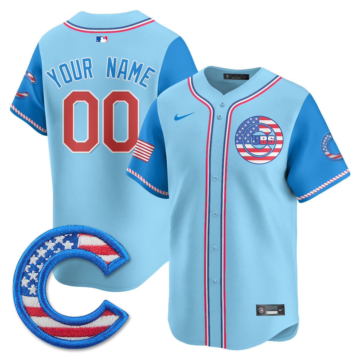Custom Chicago Cubs 2025 Fourth of July Jersey - All Stitched