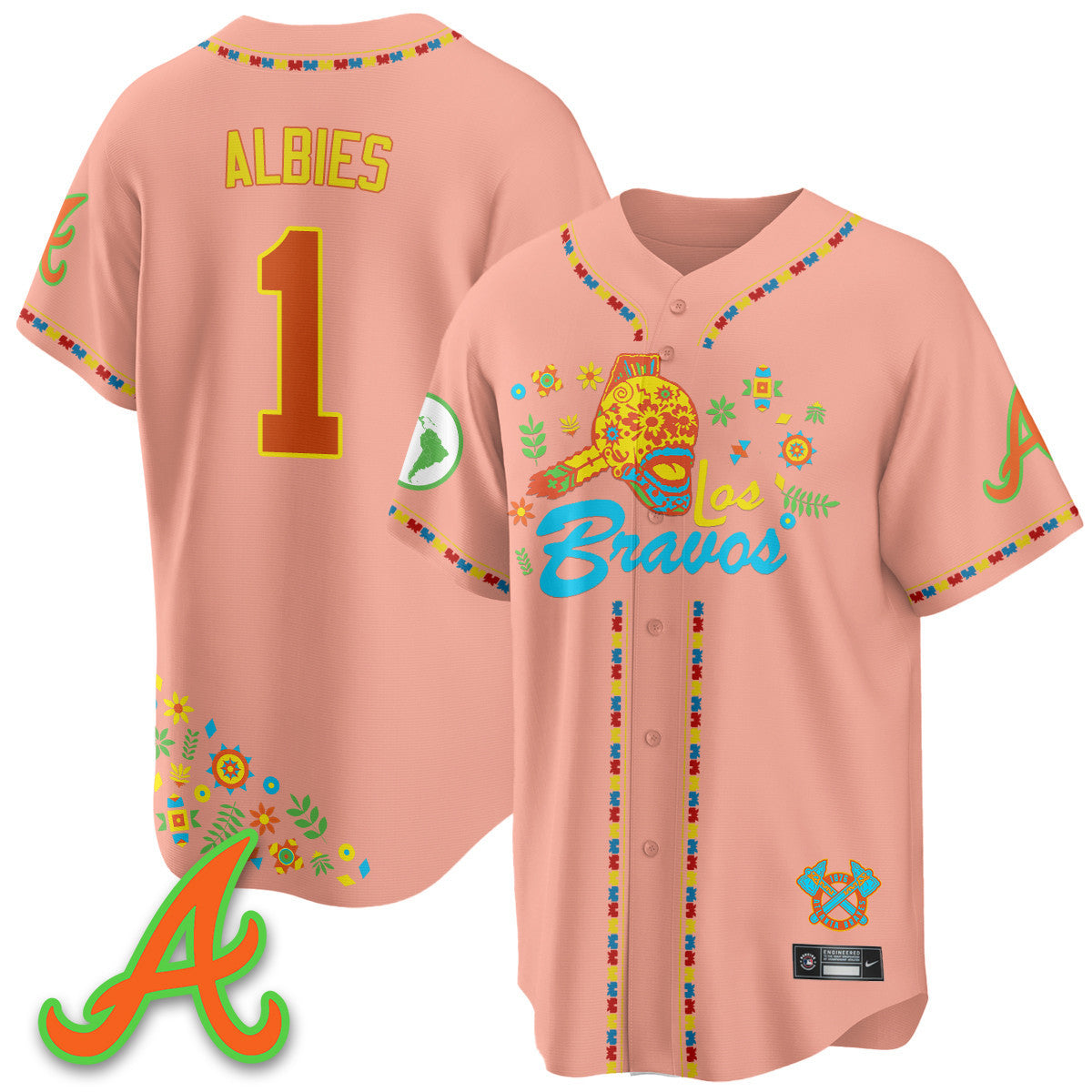 Women's Atlanta Braves 2025 "Los Bravos" Jersey V2 - All Stitched