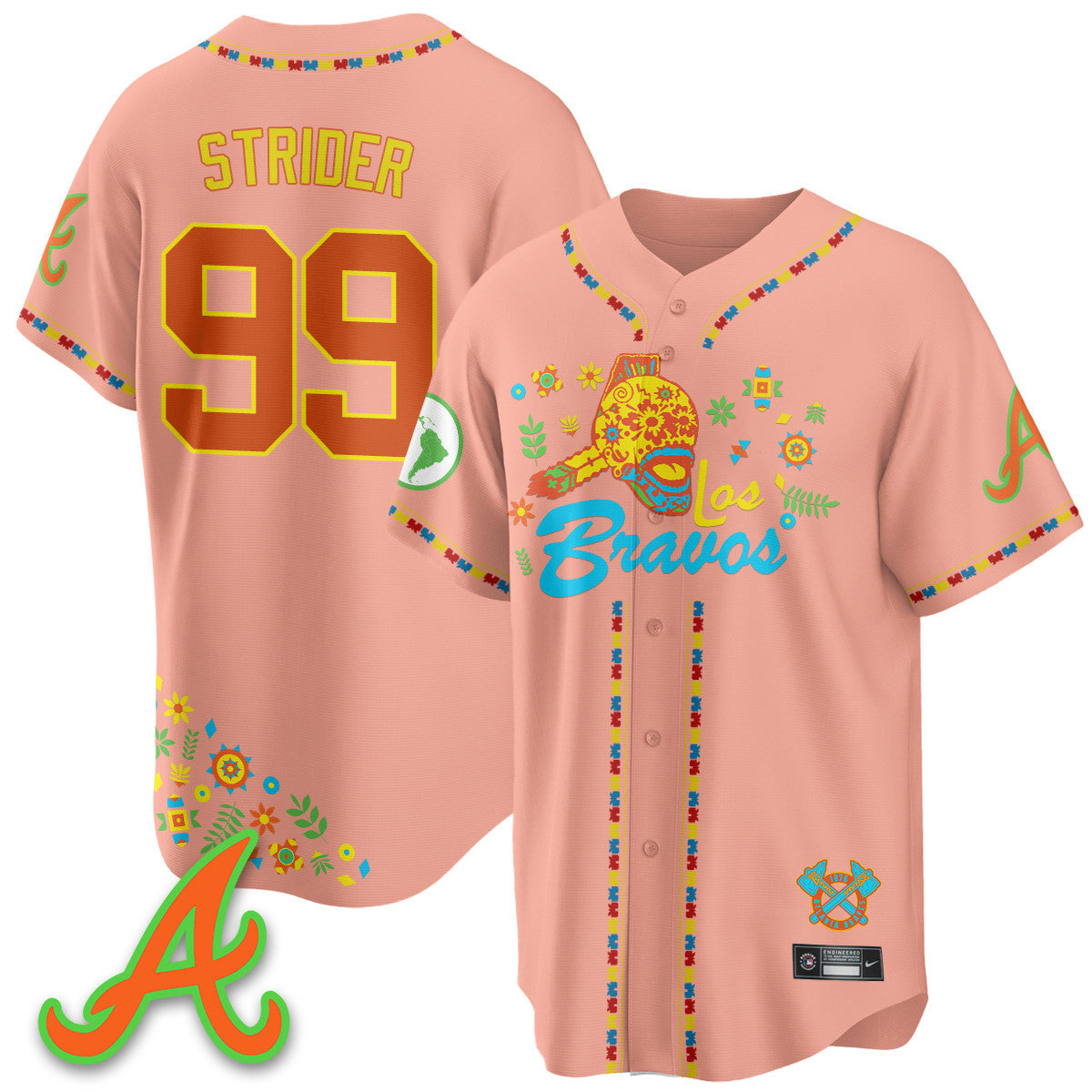Women's Atlanta Braves 2025 "Los Bravos" Jersey V2 - All Stitched