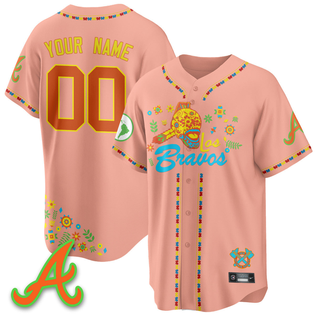 Custom Atlanta Braves 2025 "Los Bravos" Jersey V2 - All Stitched