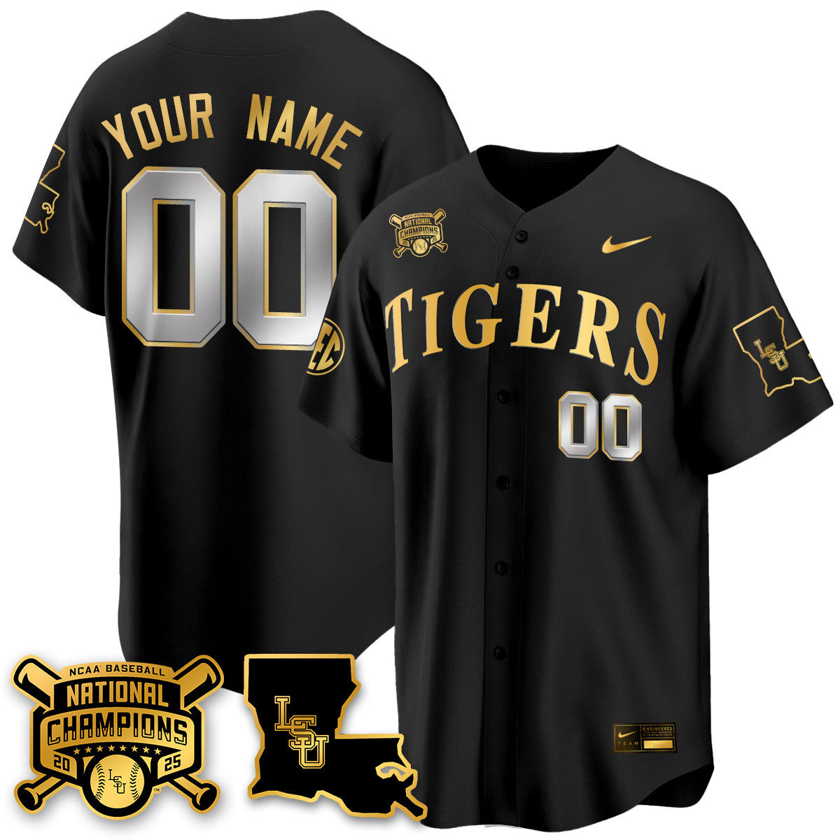 Youth's LSU Tigers 2025 World Series Champions Limited Gold Jersey - All Stitched