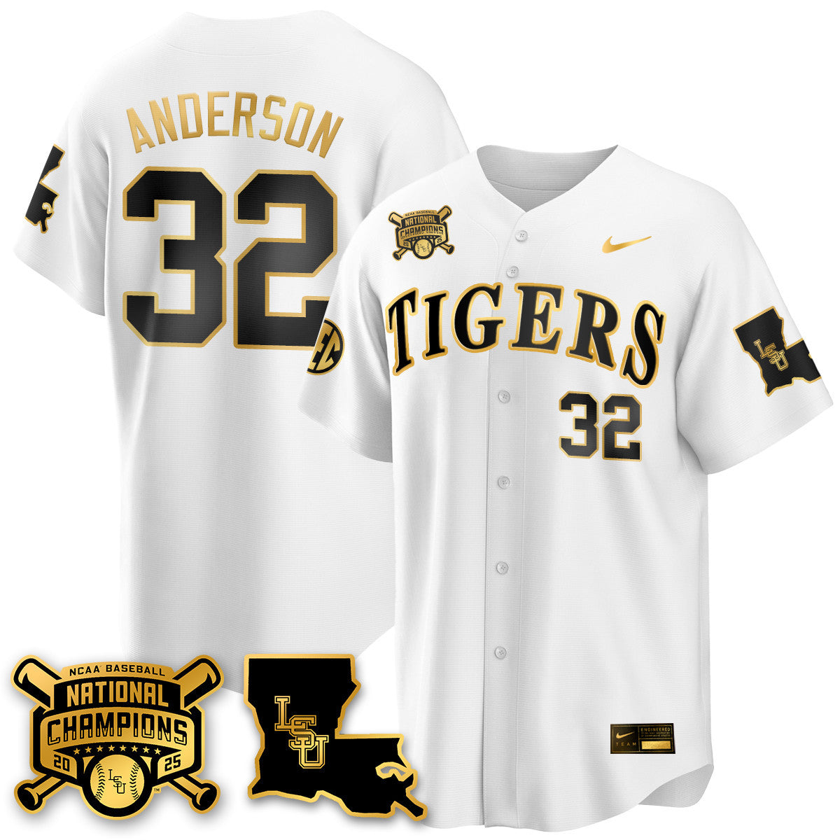 Youth's LSU Tigers 2025 World Series Champions Limited Gold Jersey - All Stitched