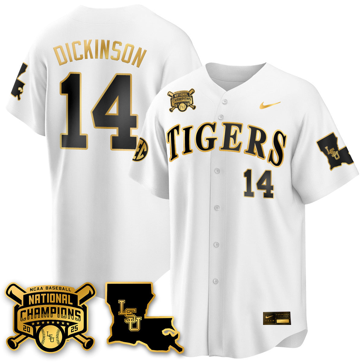 Youth's LSU Tigers 2025 World Series Champions Limited Gold Jersey - All Stitched