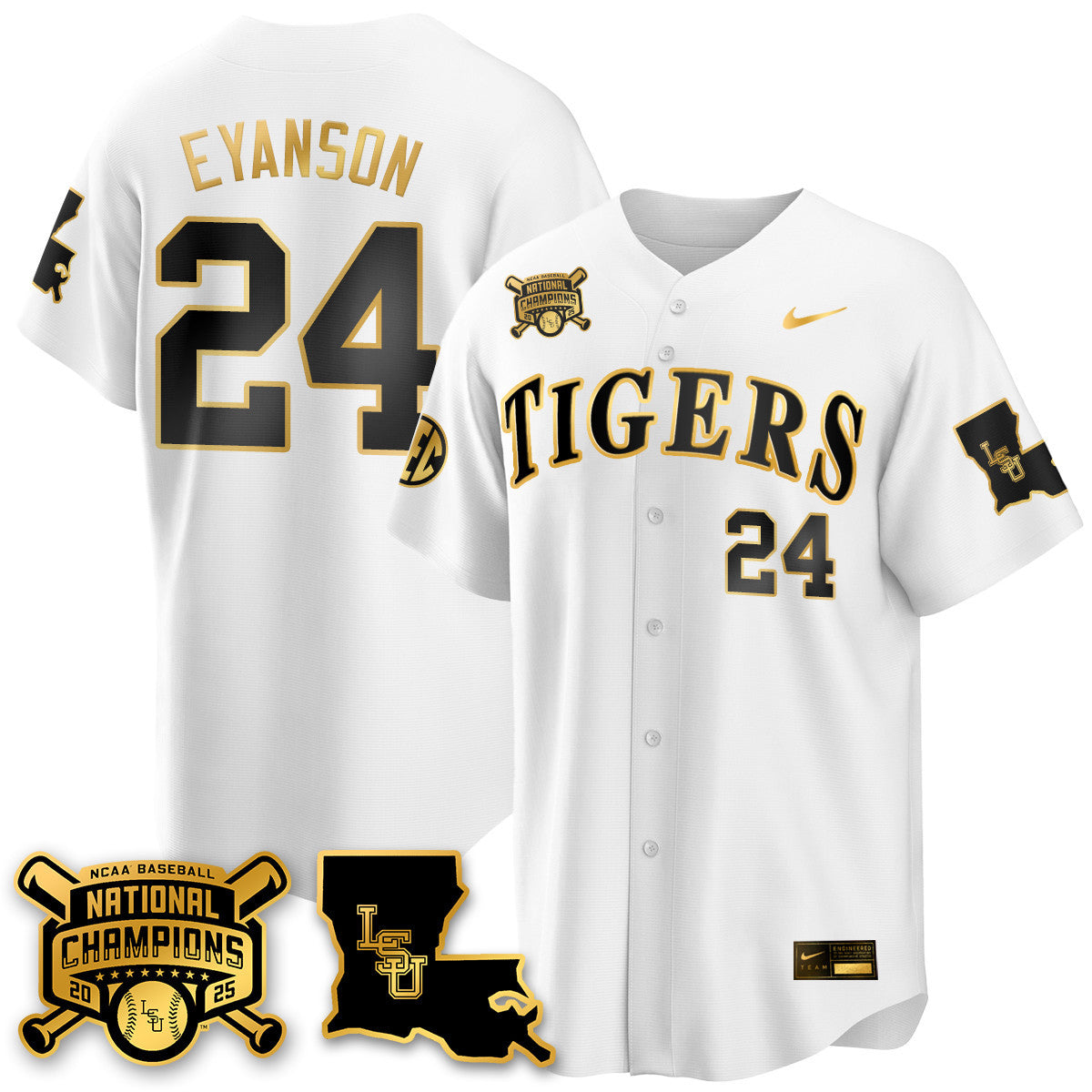 Youth's LSU Tigers 2025 World Series Champions Limited Gold Jersey - All Stitched