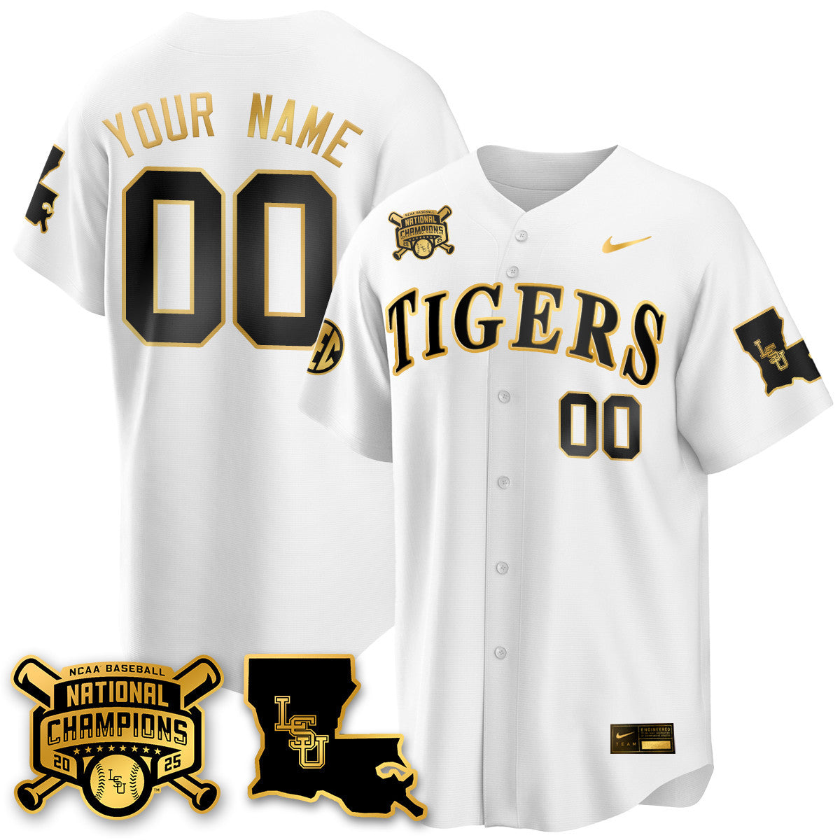 Youth's LSU Tigers 2025 World Series Champions Limited Gold Jersey - All Stitched