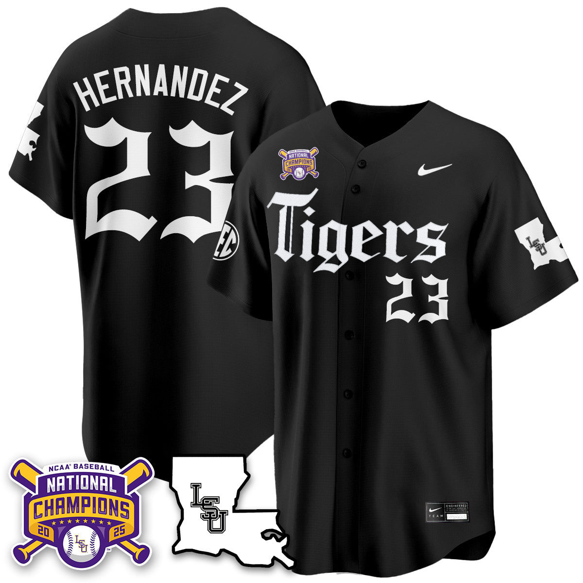 Youth's LSU Tigers 2025 World Series Champions 'Gothic Geaux Edition' Jersey - All Stitched