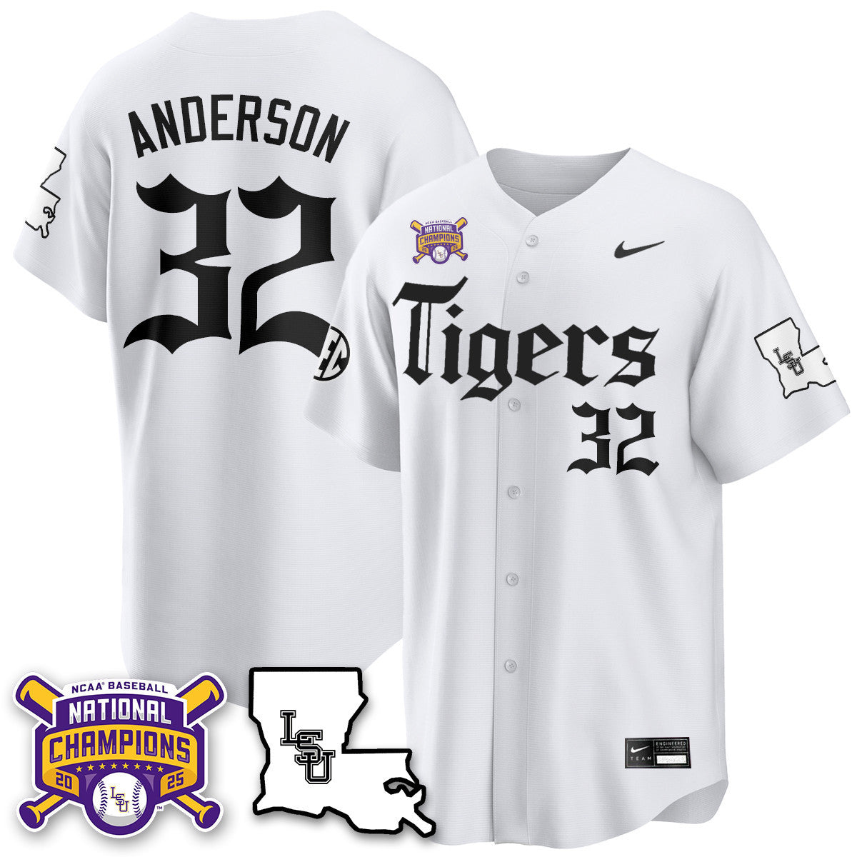 Women's LSU Tigers 2025 World Series Champions 'Gothic Geaux Edition' Jersey - All Stitched
