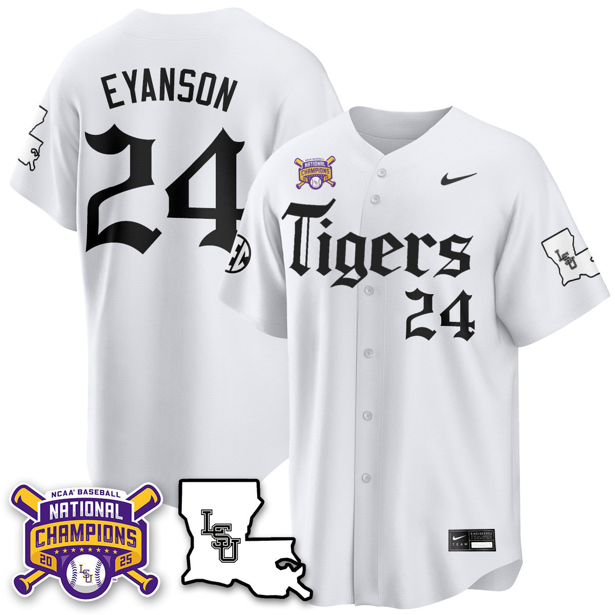 Women's LSU Tigers 2025 World Series Champions 'Gothic Geaux Edition' Jersey - All Stitched