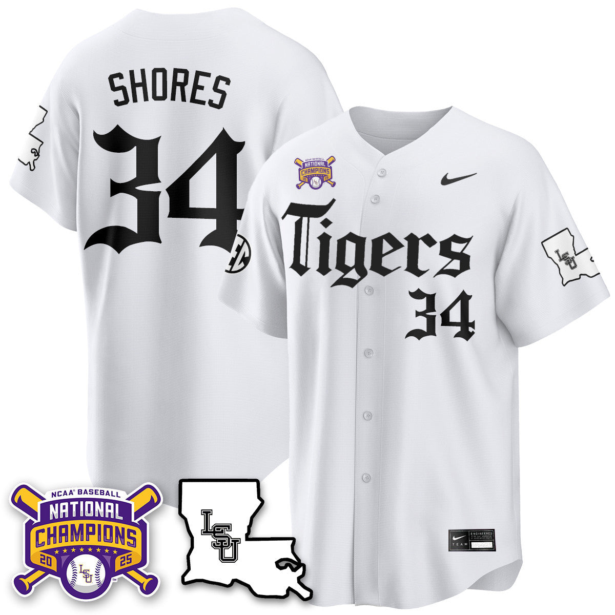 Women's LSU Tigers 2025 World Series Champions 'Gothic Geaux Edition' Jersey - All Stitched