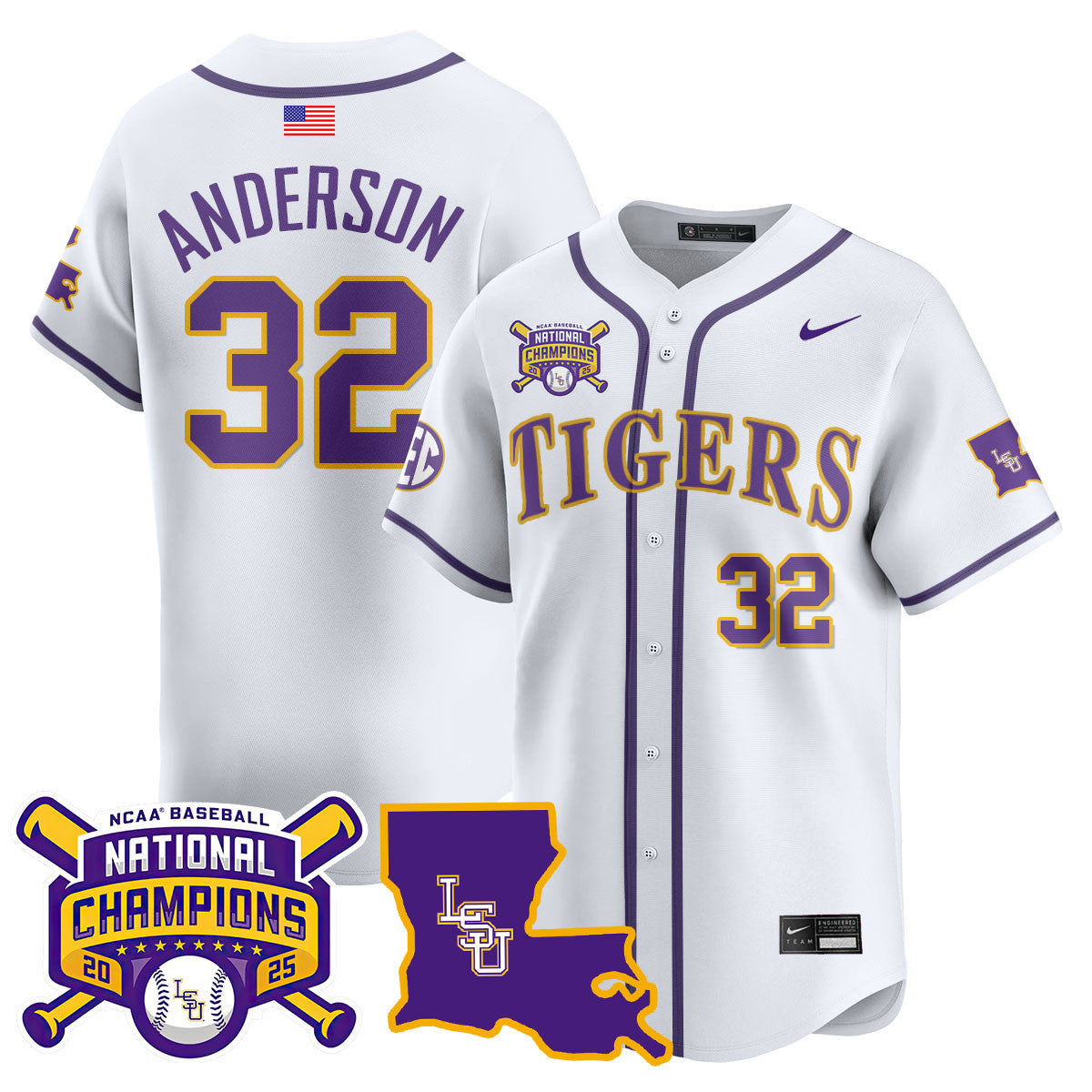 Women's LSU Tigers 2025 World Series Champions Limited Jersey - All Stitched