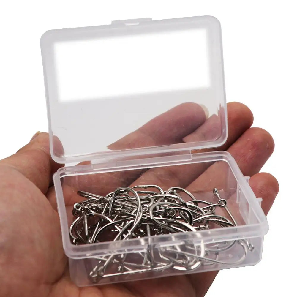 50pcs Barbed Fishing Hooks Set – High Carbon Steel Single Circle Hooks for Sea Fishing, Carp, Worm Bait, and Fly Fishing Accessories